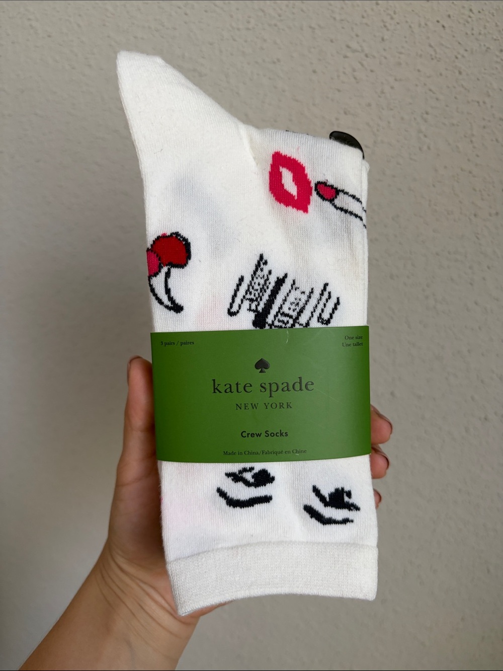 Kate Spade OS City Girl Crew Socks Trio Set NWT